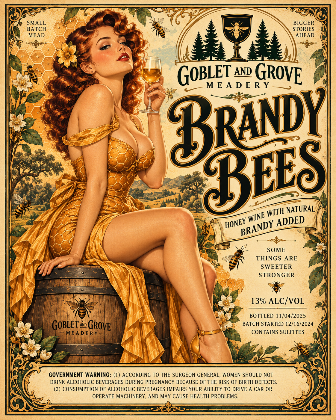 Brandy Bees Goblet and Grove label artwork