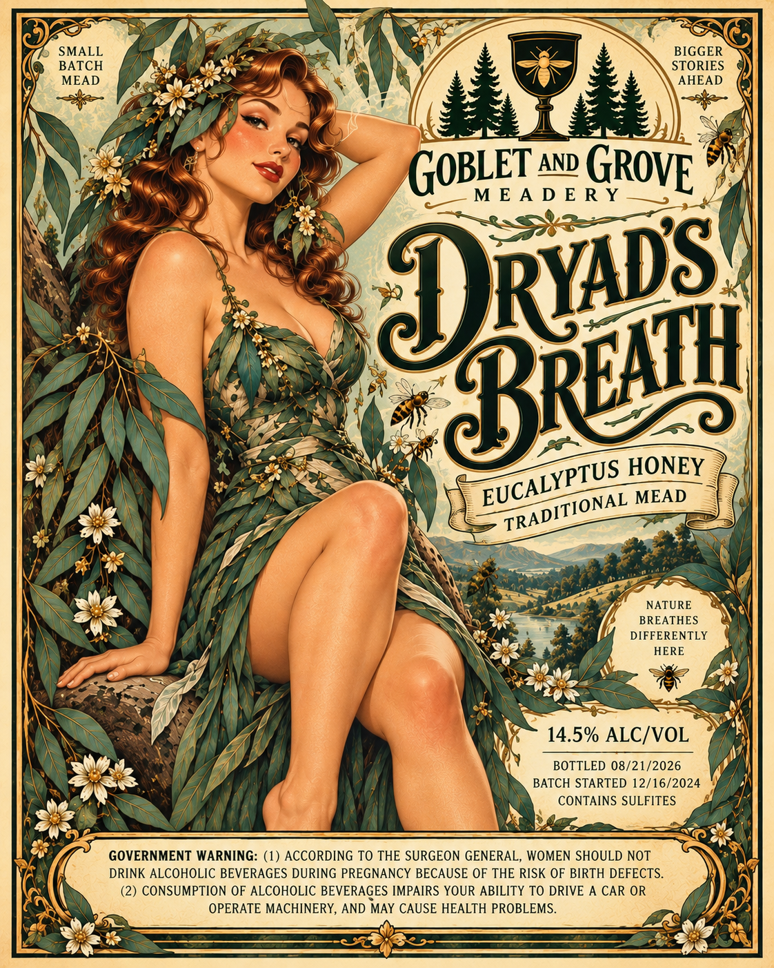 Dryad's Breath Goblet and Grove label artwork