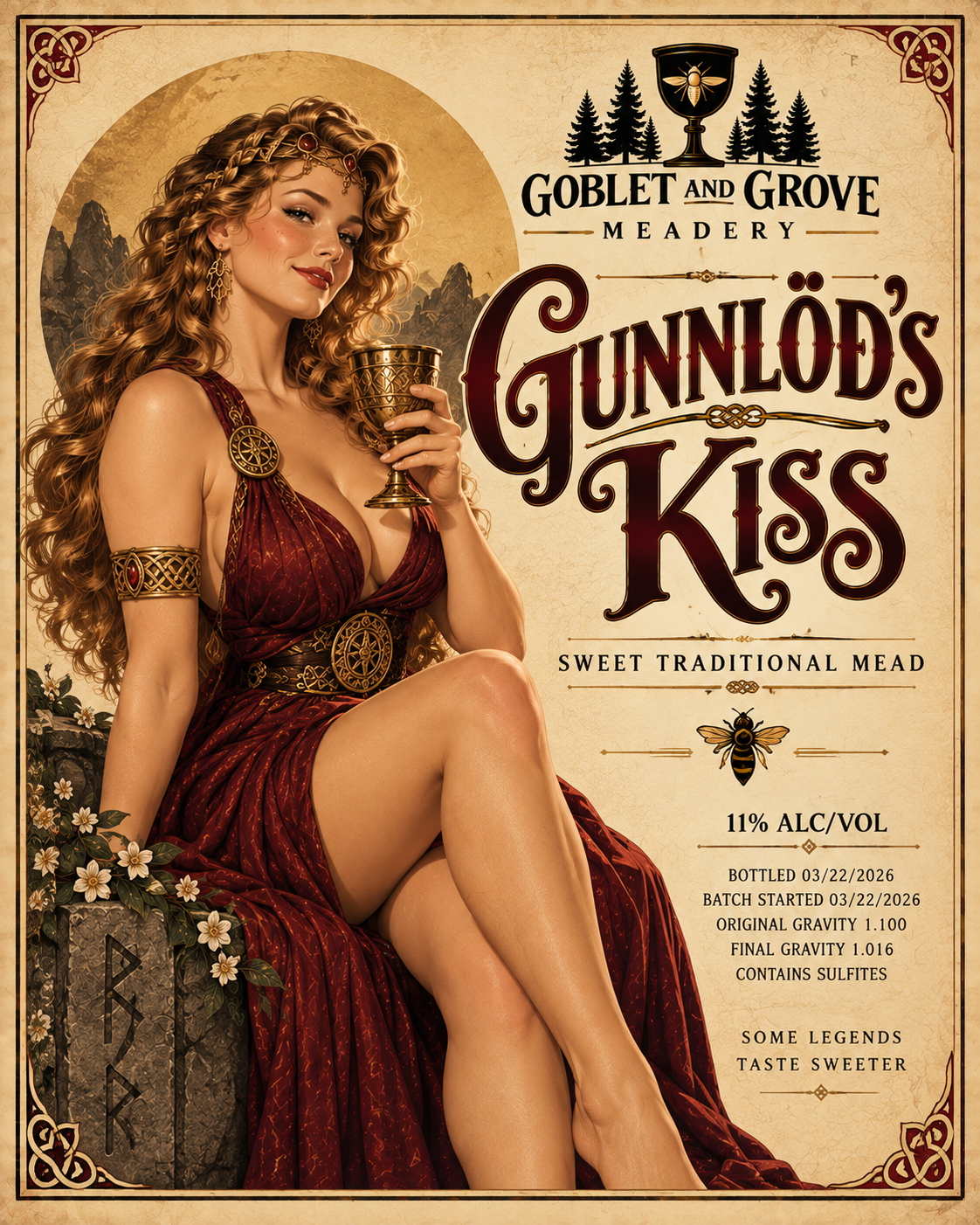 Gunnlöds Kiss Goblet and Grove label artwork